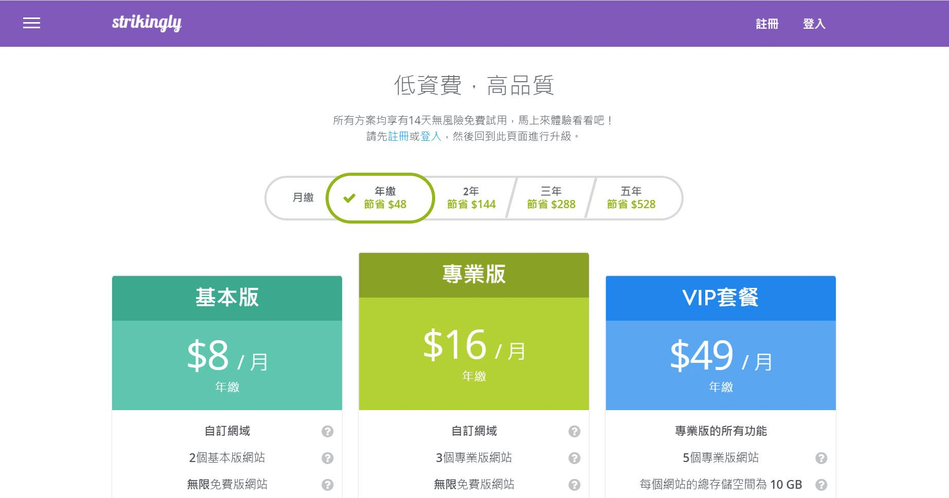 圖片取自Strikingly產品 圖片取自Strikingly產品